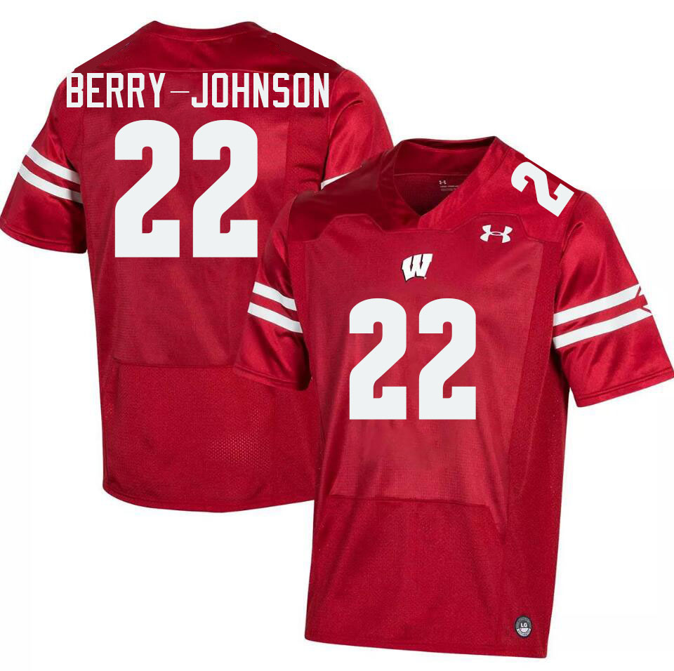 Men #22 Kyan Berry-Johnson Wisconsin Badgers College Football Jerseys Stitched-Red